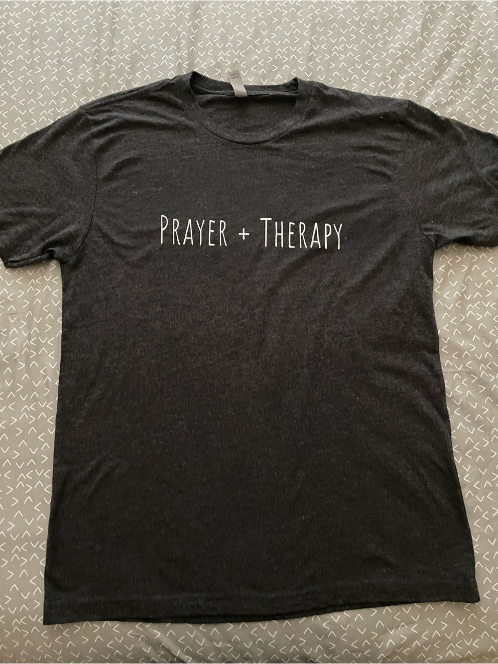Next Level Apparel Black Tee with "Prayer + Therapy" Print
